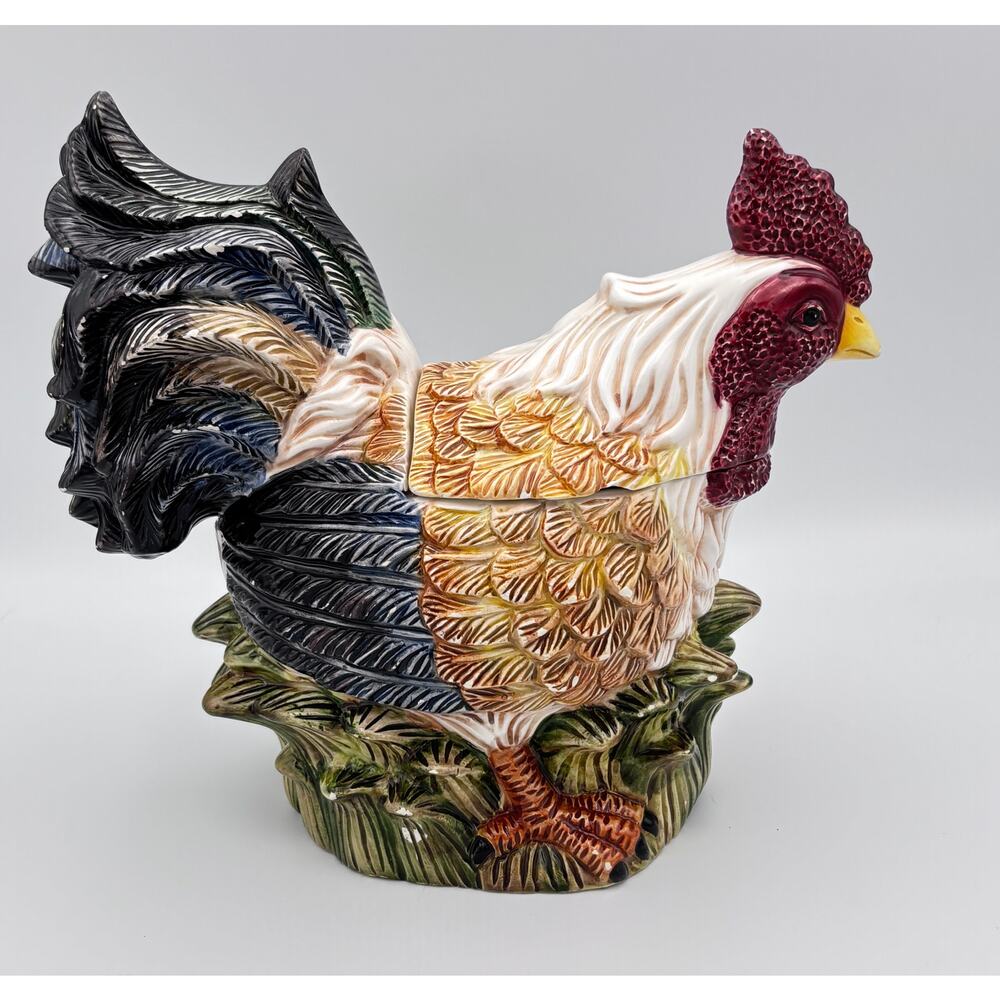 Vintage Rooster Cookie Jar Ceramic Farmhouse Kitchen Decor Jay Import Country